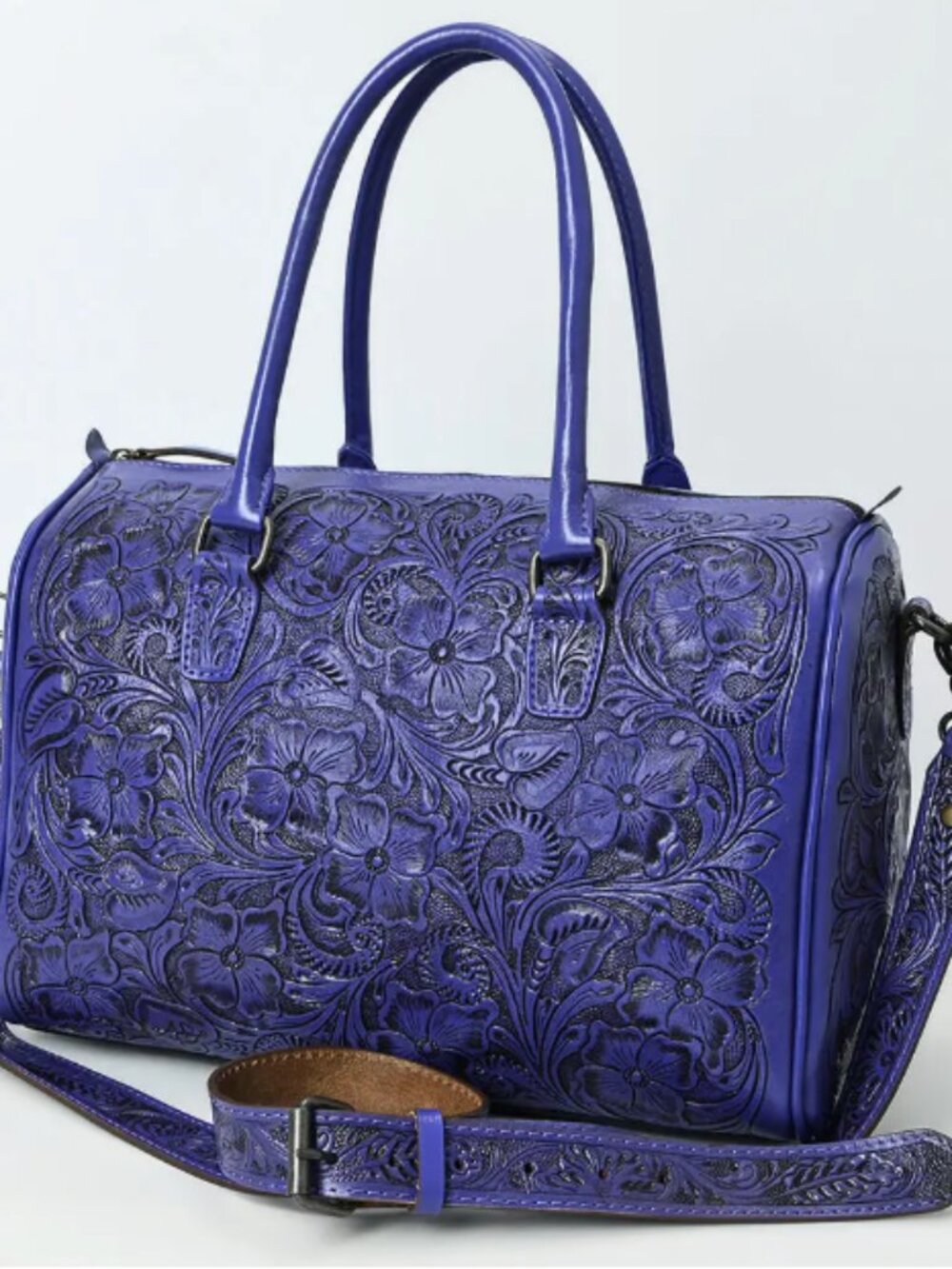 American Darling Purple Tooled Speedy Bag | Floral Leather